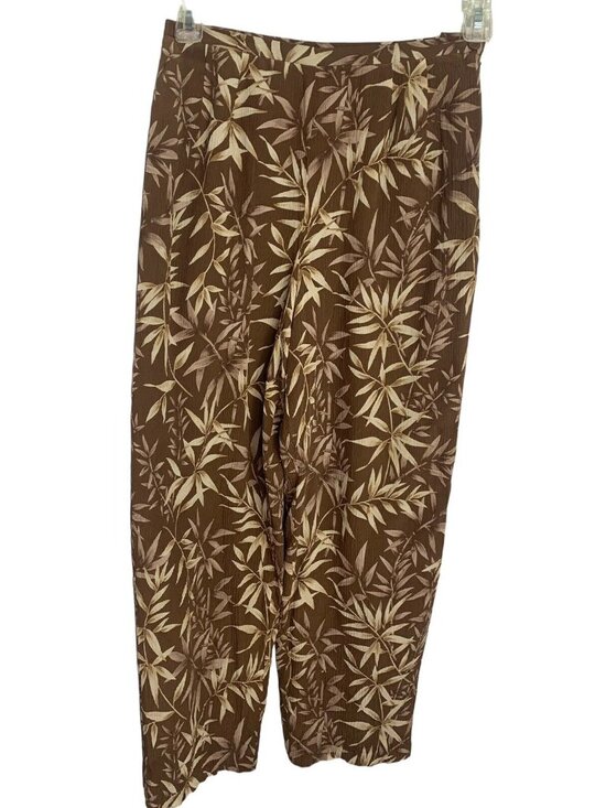 Talbots Pants - Talbots Brown Floral Silk Pants Size 8P Petites 100% Silk Lined Tropical Cruise